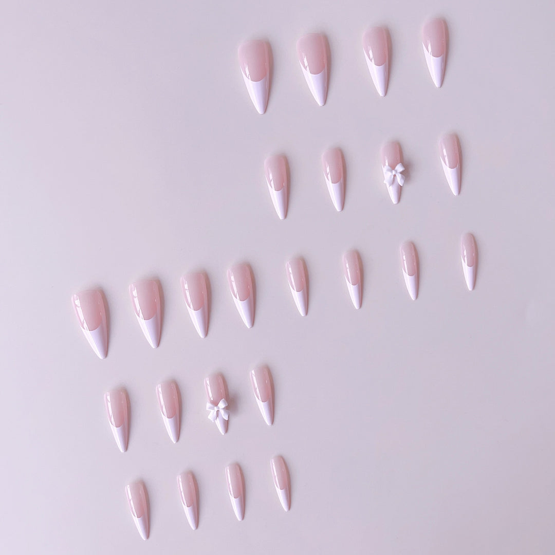 Acrylic nail set with elegant tips and 3D decorations Stornfield