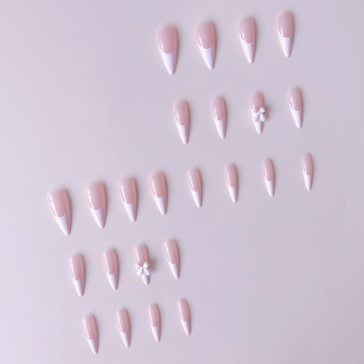 Acrylic nail set with elegant tips and 3D decorations Stornfield