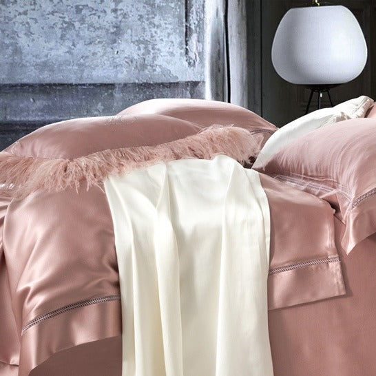 Luxury Mulberry-Silk-Feel Satin Bedding Ensemble