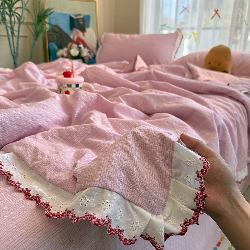 Women's bedspread with elegant lace embellishments and fine cotton surface Stornfield