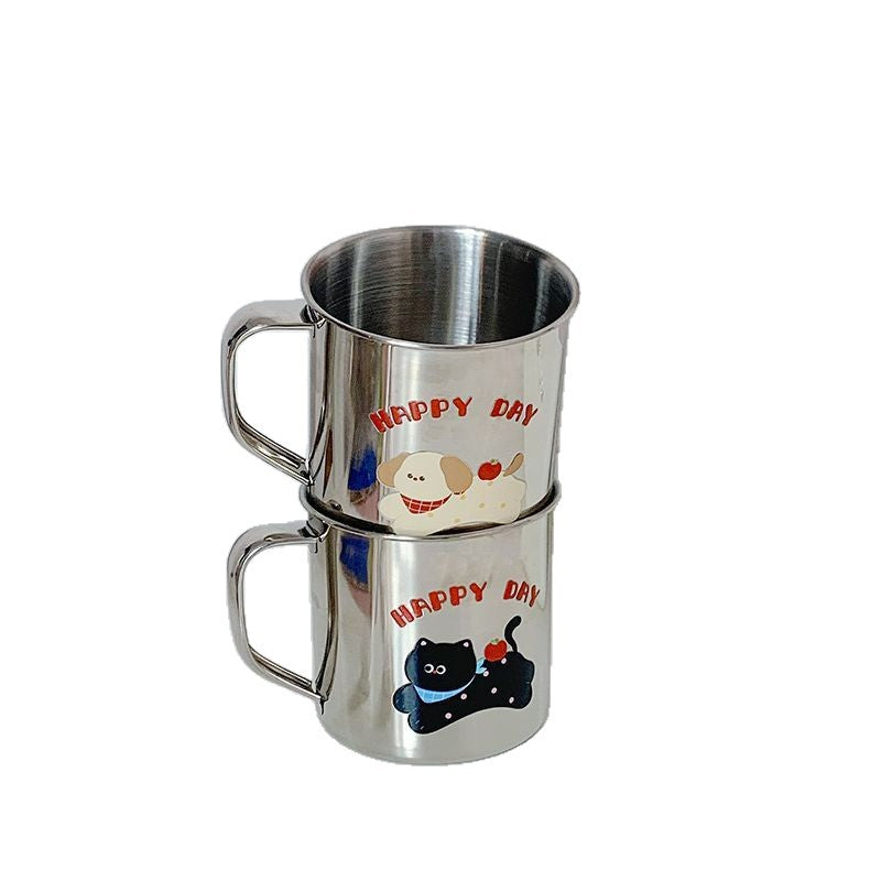 Stainless Steel Drinking Cup with Humorous Cat Motif Stornfield