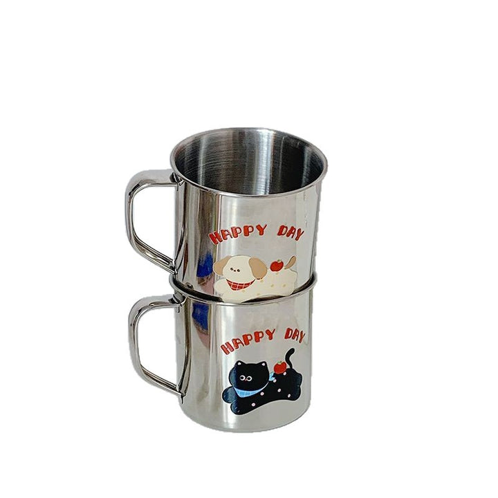 Stainless Steel Drinking Cup with Humorous Cat Motif Stornfield