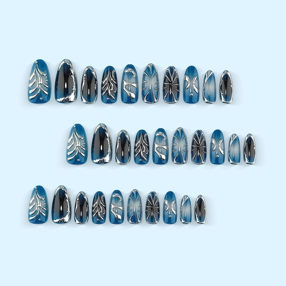 Glamorous artificial nails with unique metallic accents Stornfield