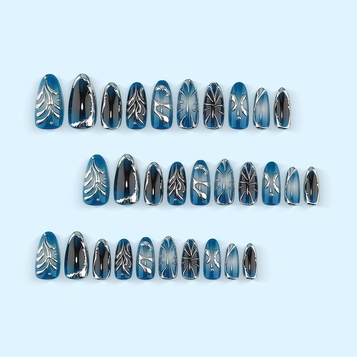 Glamorous artificial nails with unique metallic accents Stornfield