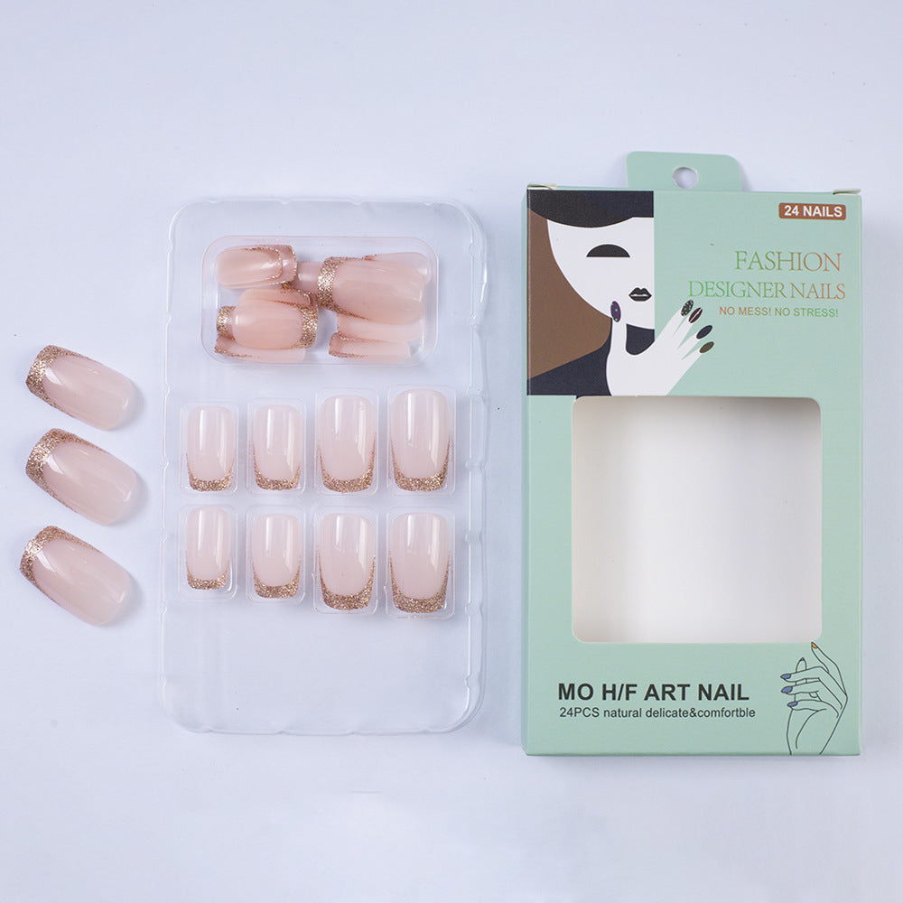 Glamorous artificial nails with glitter French tip Stornfield