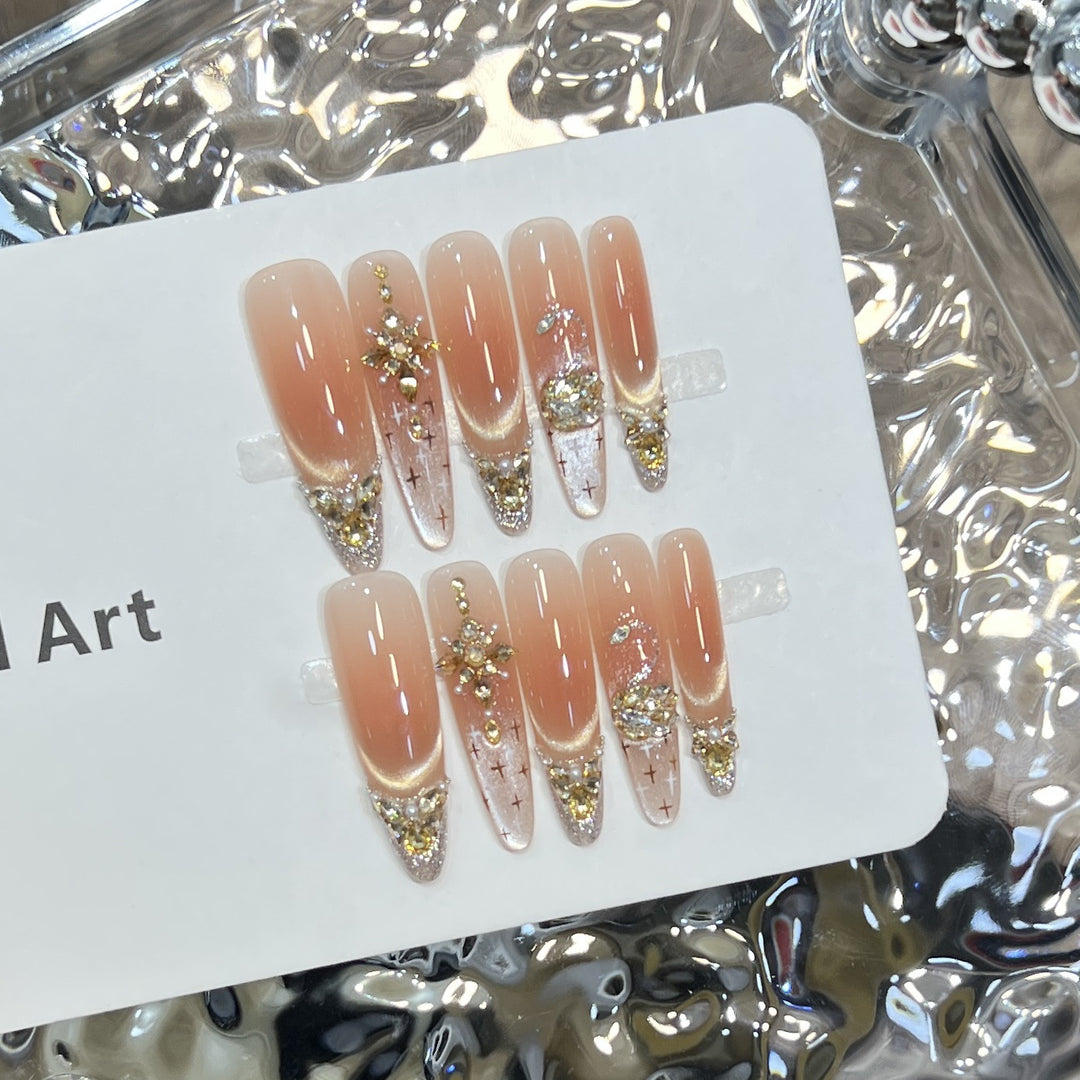 Elegant Stiletto Press-On Nail Set with Decorative Accents Stornfield