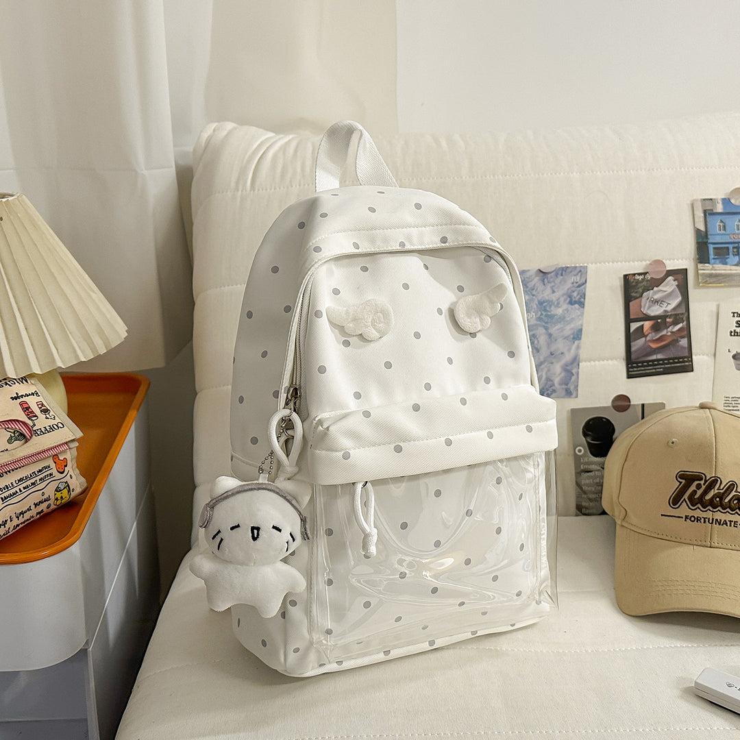 Polka Dot Patterned Backpack with Playful Wing Accents Stornfield