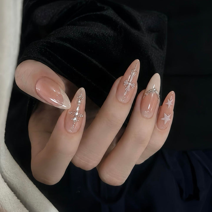 Artificial Art Nails with Glamorous Rhinestone and Star Appliqués Stornfield