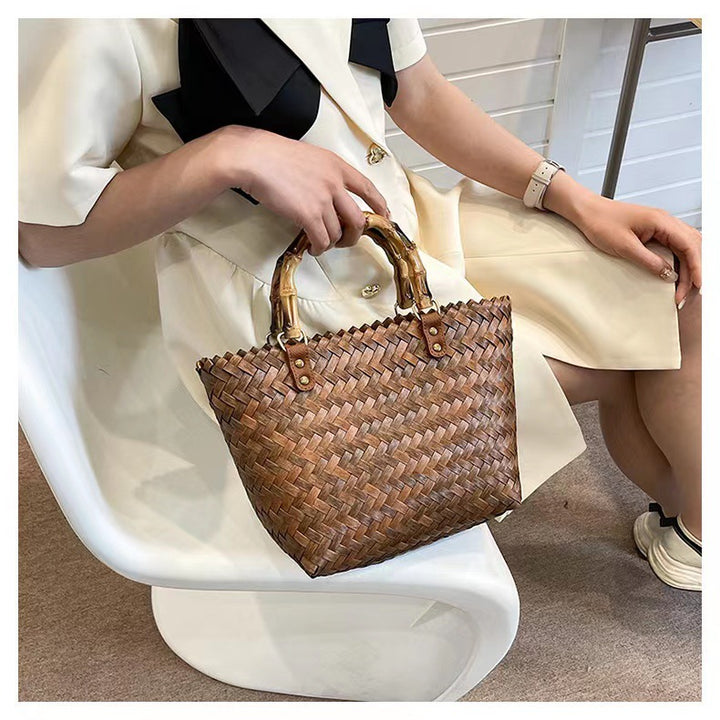 Handcrafted basket bag with bamboo handles Stornfield