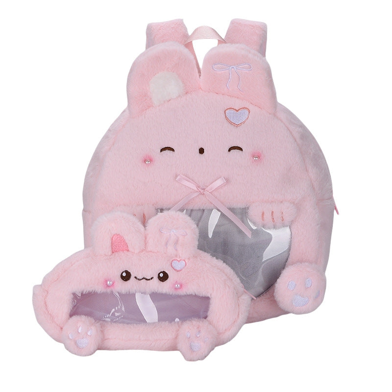 Plush children's backpack with animal motif and practical viewing window Stornfield