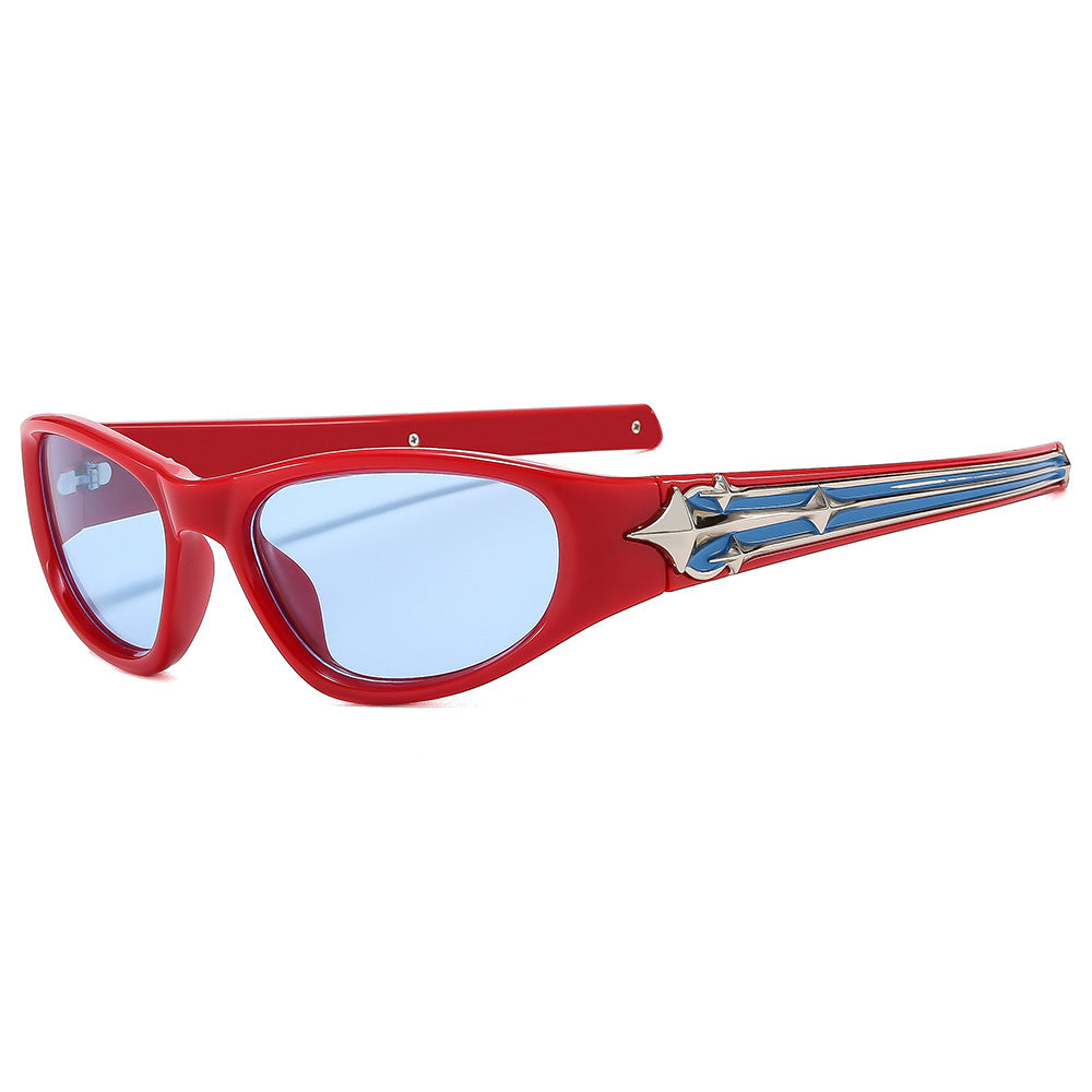 Fashion-Forward Shield Sunglasses with Decorative Frame Design Stornfield