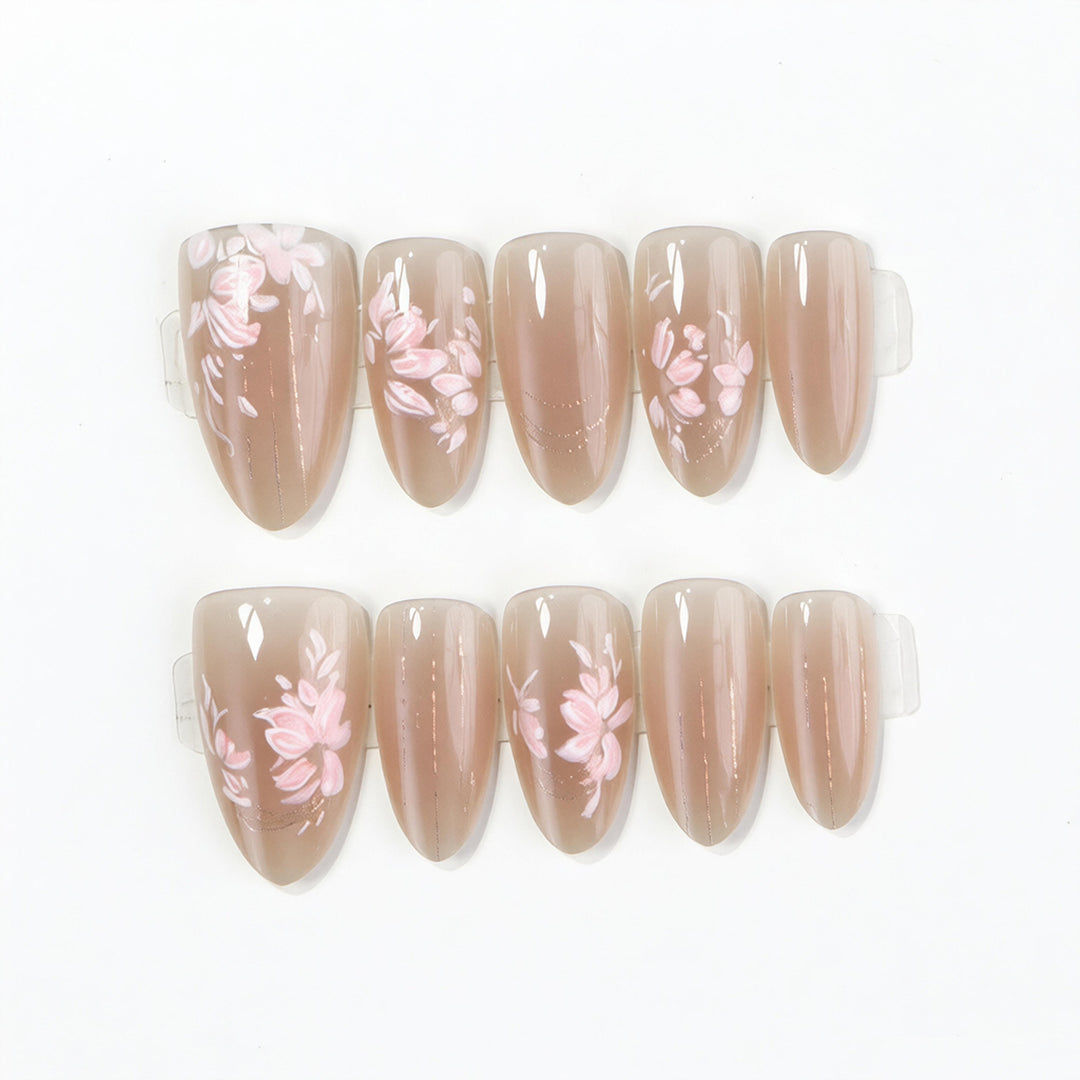 Elegant Floral Press-On Nail Art Set Stornfield