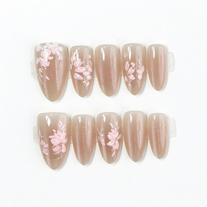 Elegant Floral Press-On Nail Art Set Stornfield