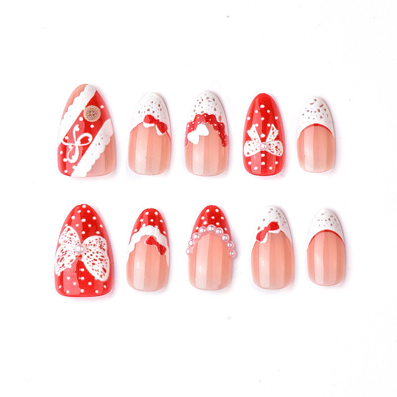 Decorative Bow-Embellished Press-On Nail Art Set Stornfield