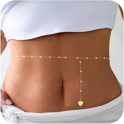 Elegant Pearl and Heart Charm Belly Chain Stornfield