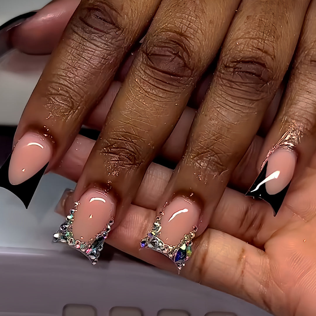 Decorative Press-On Nail Art with Rhinestone Accents Stornfield