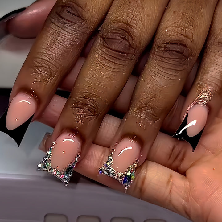 Decorative Press-On Nail Art with Rhinestone Accents Stornfield