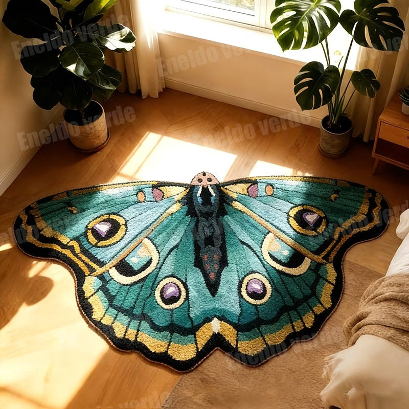 Butterfly-Shaped Floral Bath Mat