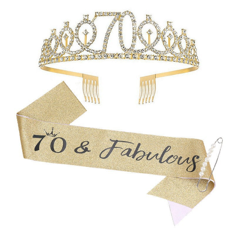 Ladies Sparkling Tiara with personalized 80th Birthday Inscription Stornfield