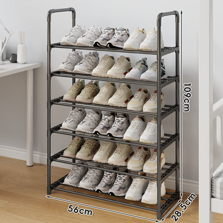 Multi-Tier Tall Steel Shoe Rack Organizer with Adjustable Shelves and Non-Slip Slats