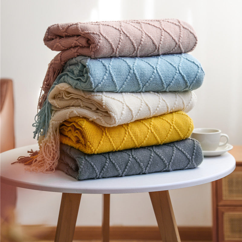 Cozy Textured Knitted Throw Blanket