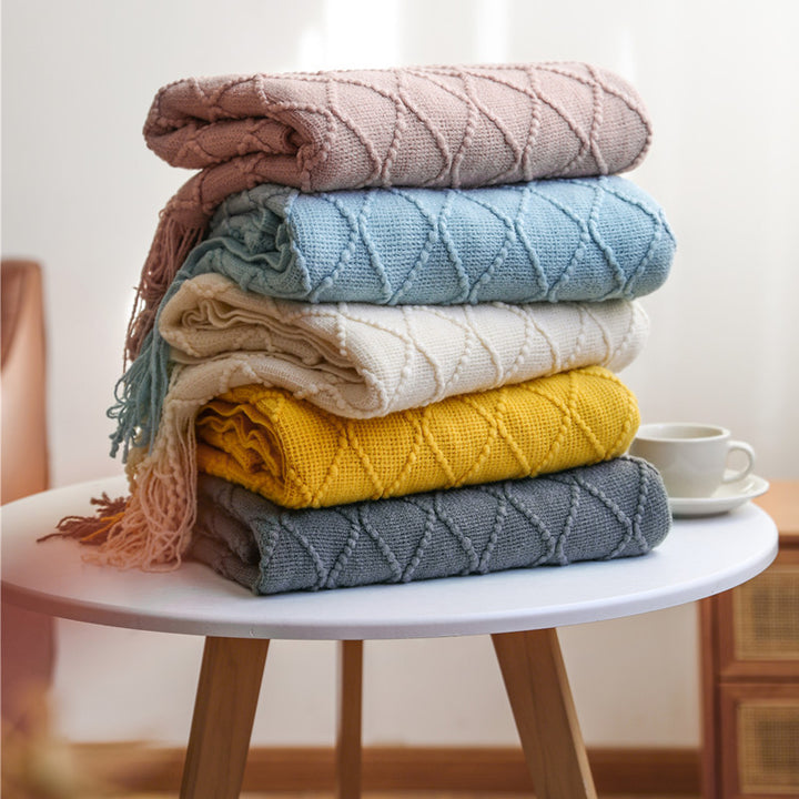 Cozy Textured Knitted Throw Blanket