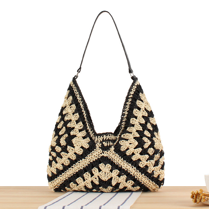 Shoulder bag with hand-knotted pattern and leather accents Stornfield