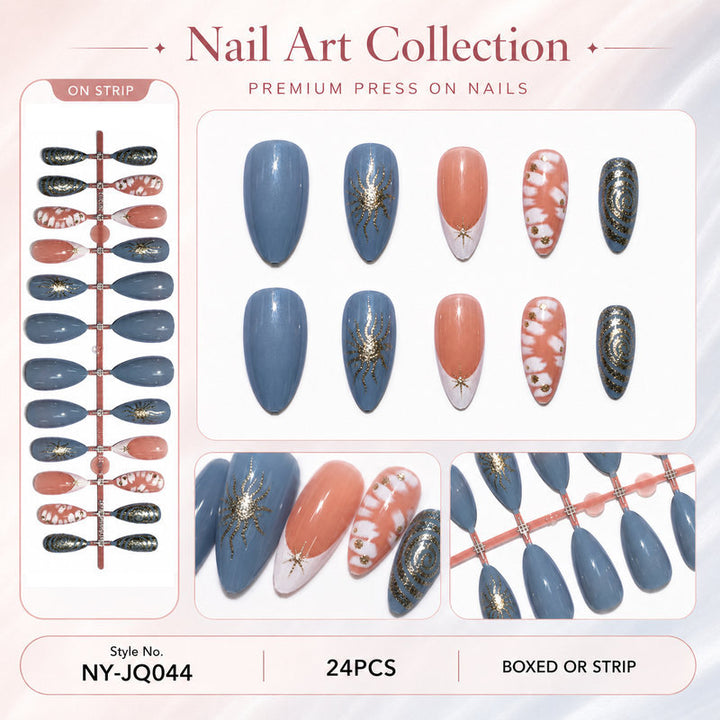 Elegant Premium Artificial Nails with Floral and Glitter Designs Stornfield