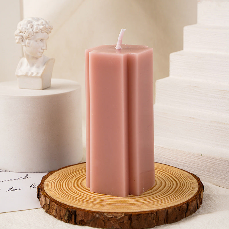 Hand-Poured Geometric Fluted Pillar Candle