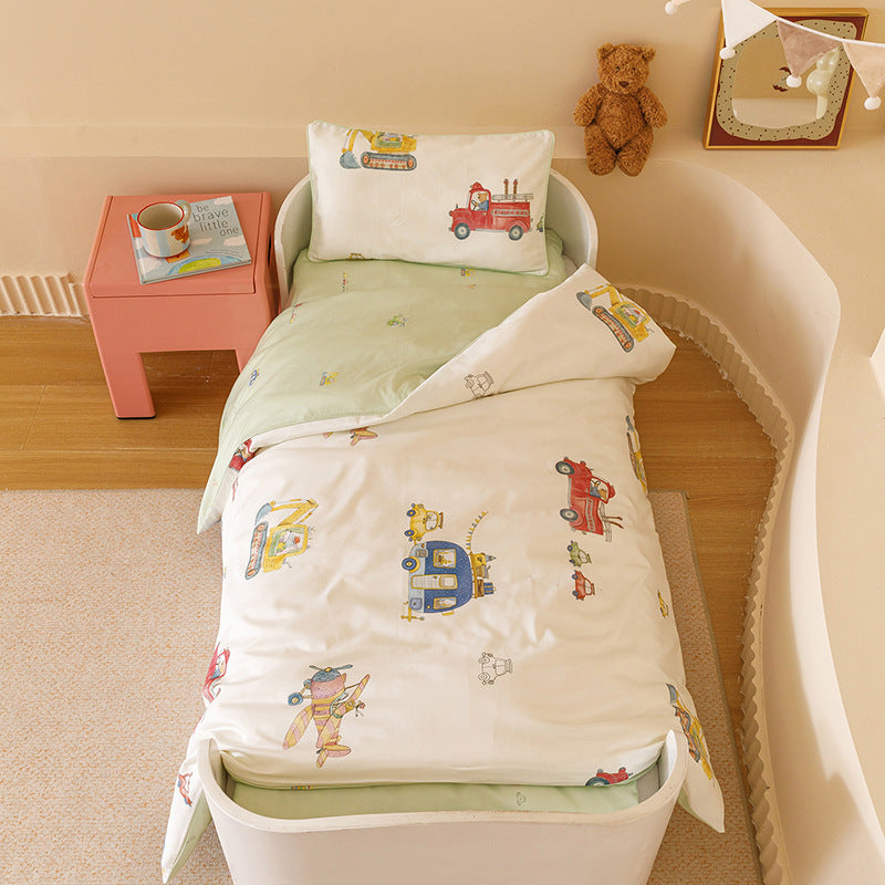 Toddler Cotton Duvet Cover and Pillowcase Set with Whimsical Space & Cloud Print