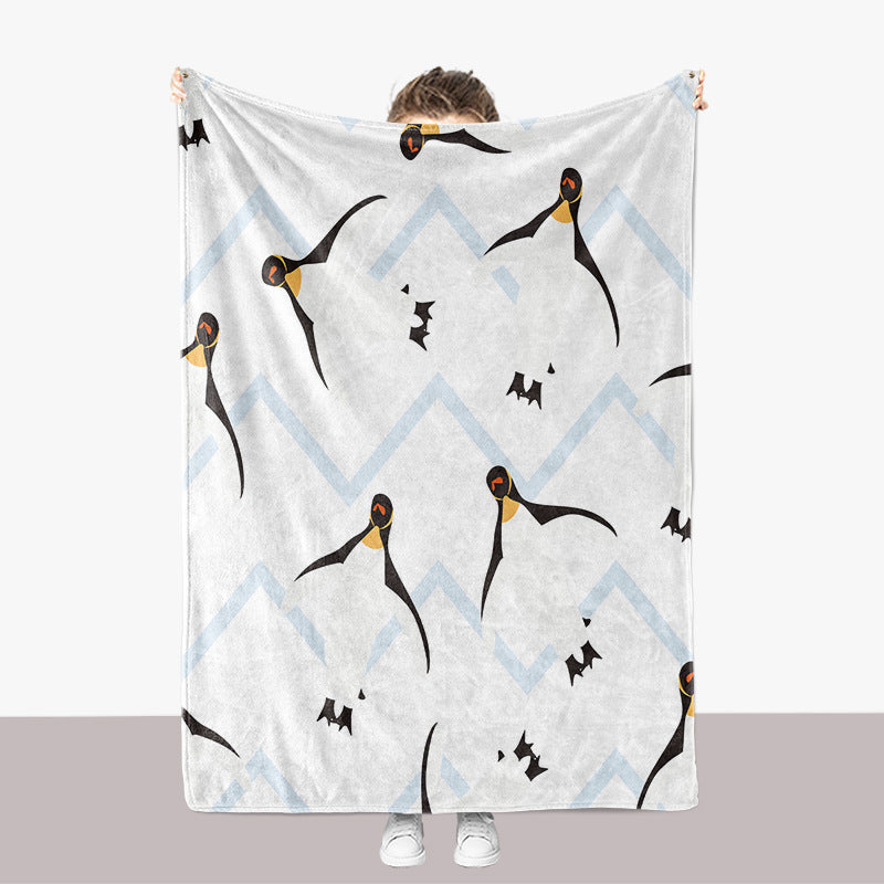 Penguin-Themed Plush Throw Blanket