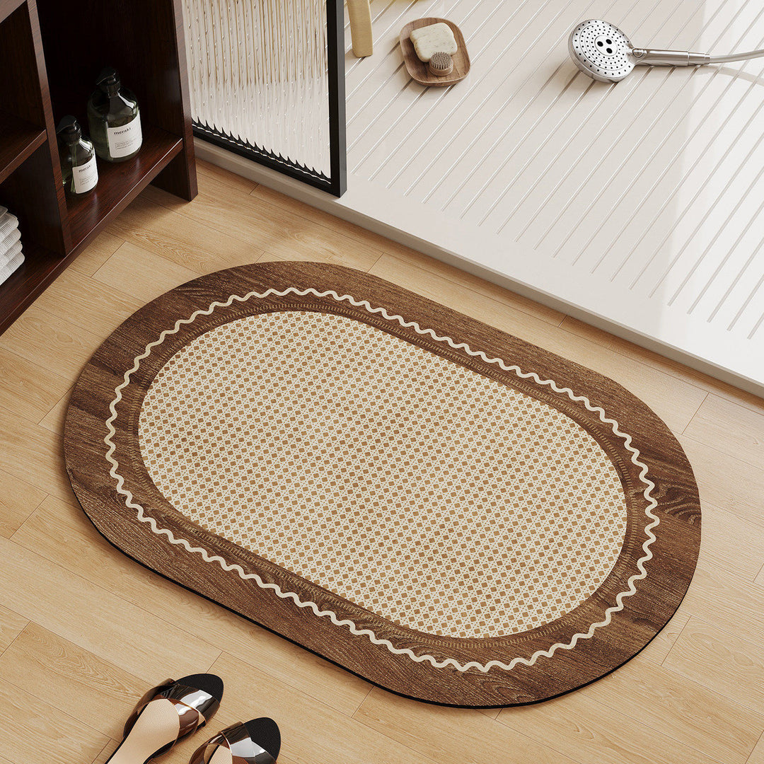 Elegant Wood-Patterned Area Mat