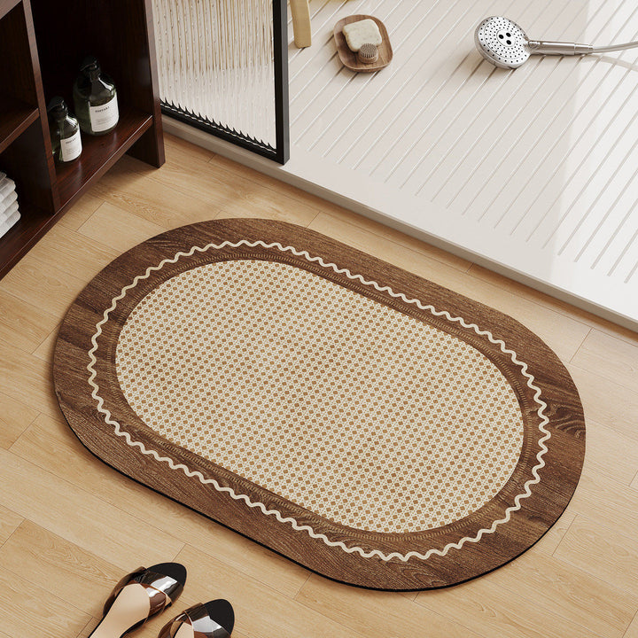 Elegant Wood-Patterned Area Mat