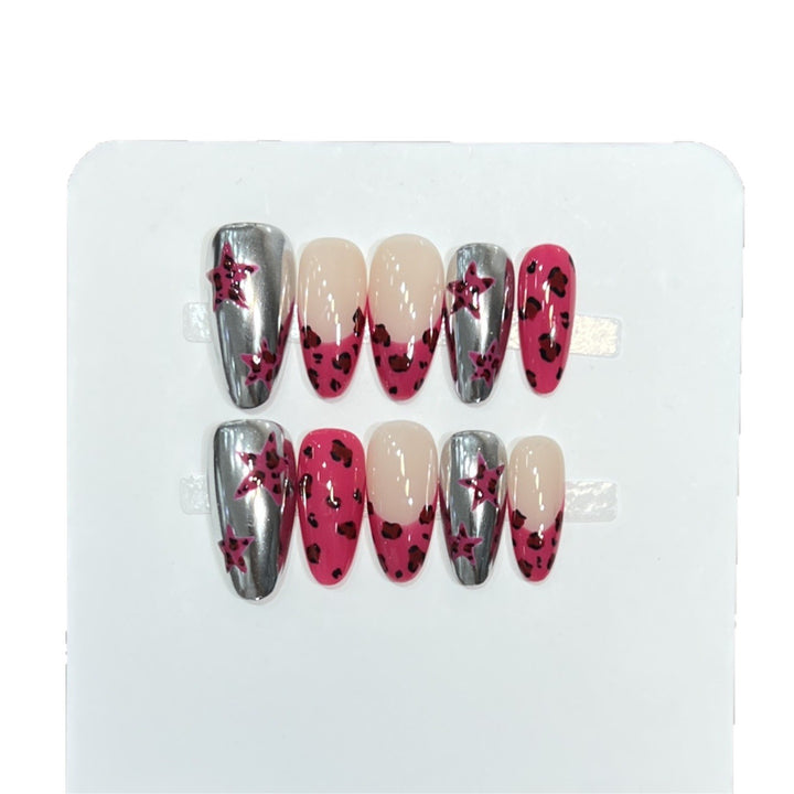 Stylish Stiletto Press-On Nail Set with Artistic Printed Designs Stornfield
