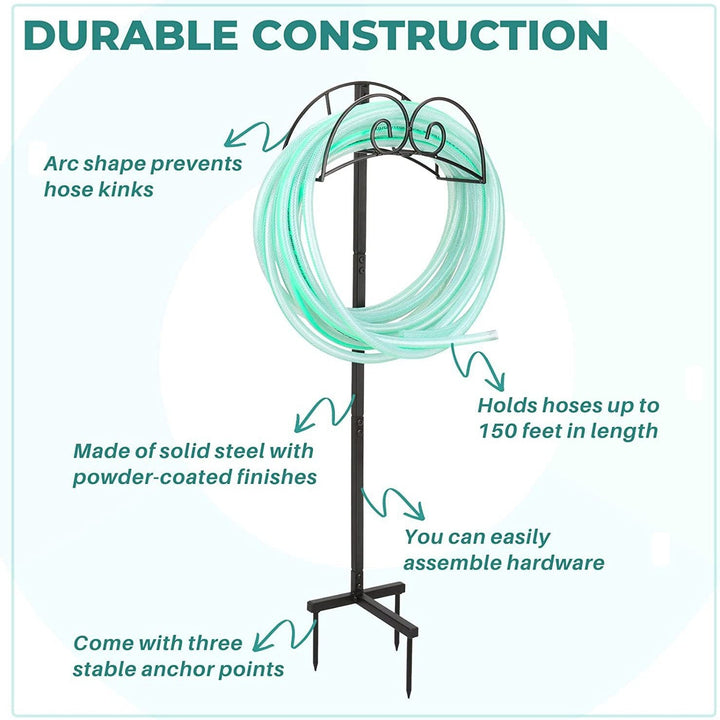 ornate wrought iron outdoor garden hose stand with rustproof powder-coated finish Stornfield