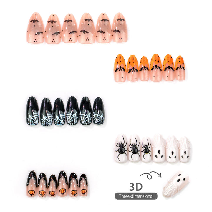 Spooky Halloween-Themed Press-On Nail Art Collection