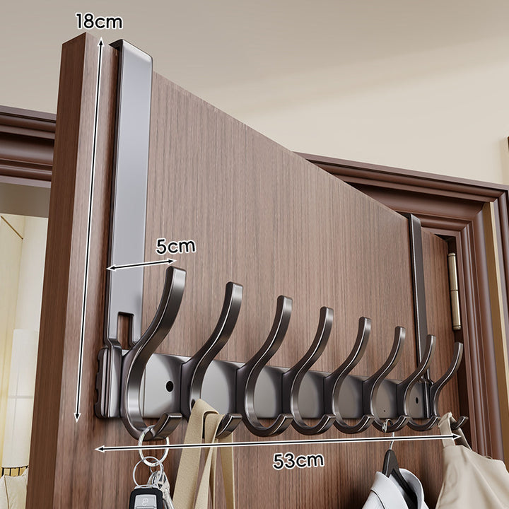 Over-Door Heavy-Duty Metal Coat & Accessory Hook Rack with Tall Hanger