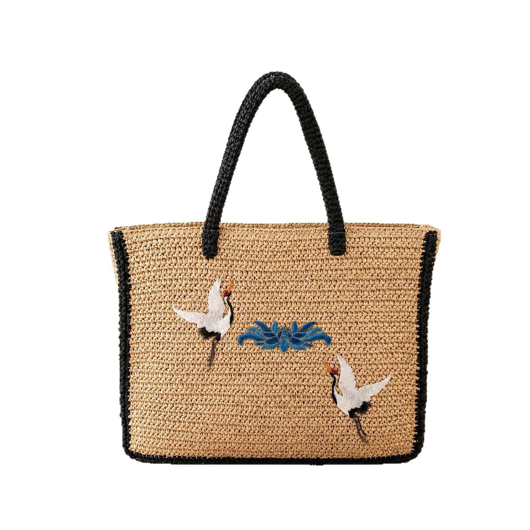 Elegant Bast Tote Bag with Artistic Embroidery Design Stornfield