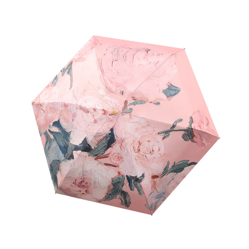 Women's Folding Umbrella with Detailed Floral 3D Design Stornfield