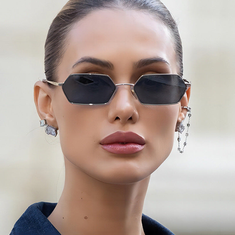 Women's hexagonal sunglasses with elegant metal frame and UV protection Stornfield