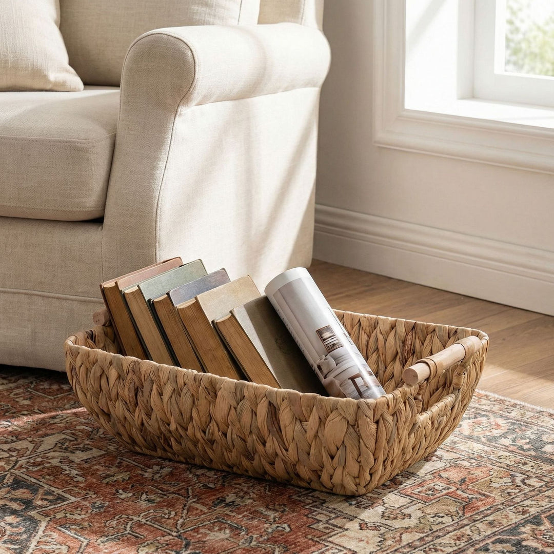 Decorative storage basket made of natural materials Stornfield