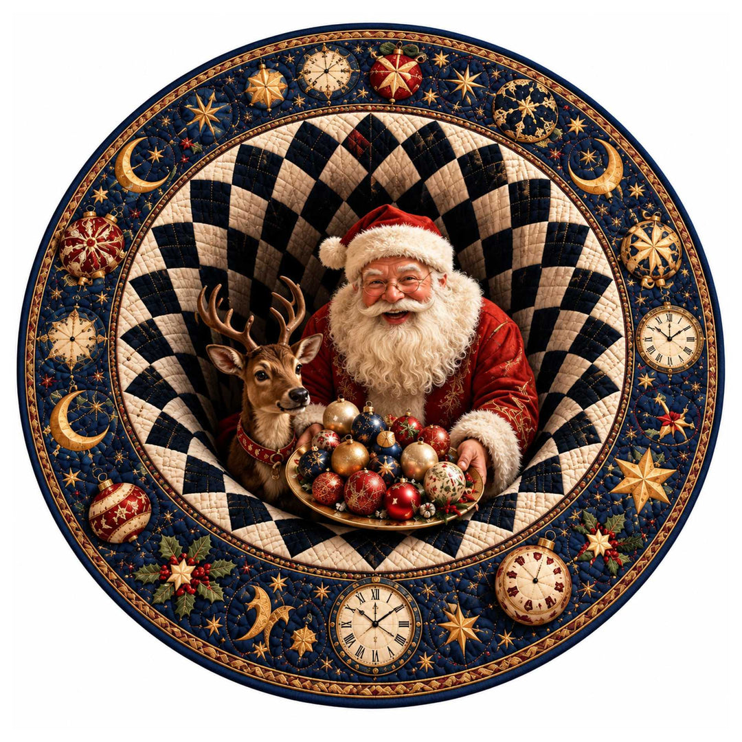Festive Santa Claus Themed Round Mat for Home