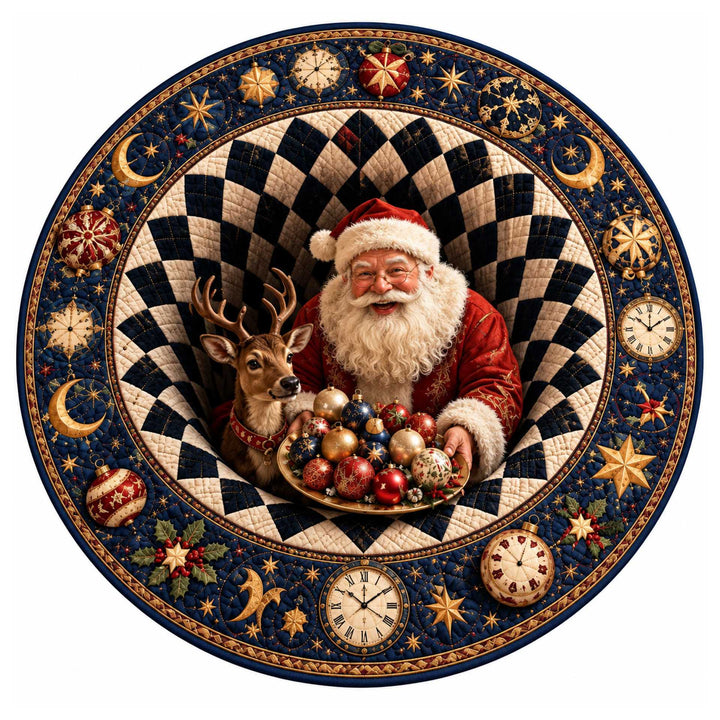 Festive Santa Claus Themed Round Mat for Home