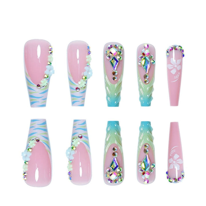 Glamorous 3D Floral Press-On Nail Extensions Stornfield