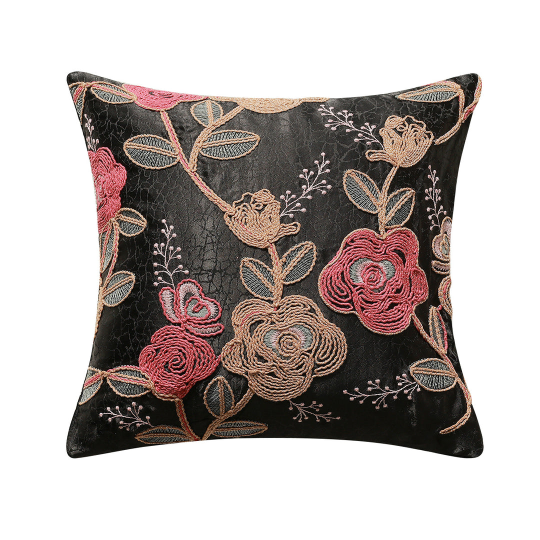 Exquisite decorative pillow with floral embroidery design