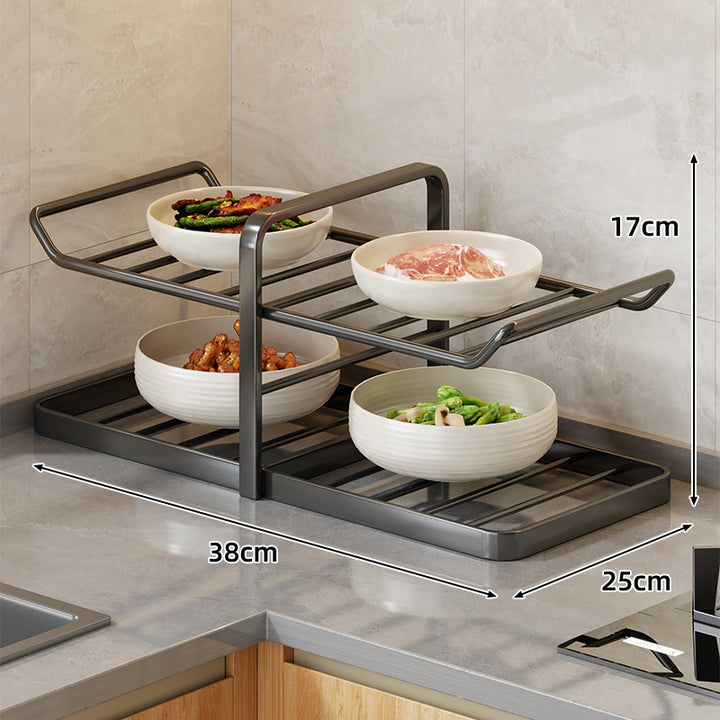 Multi-Tier Vertical Countertop Bowl and Plate Drying Rack with Slanted Wire Shelves
