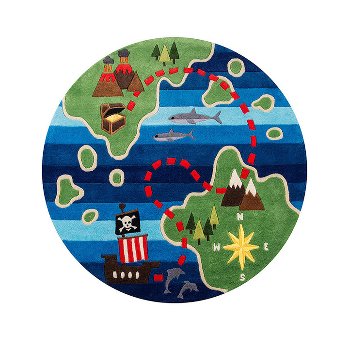 Playful Pirate-Themed Round Area Rug