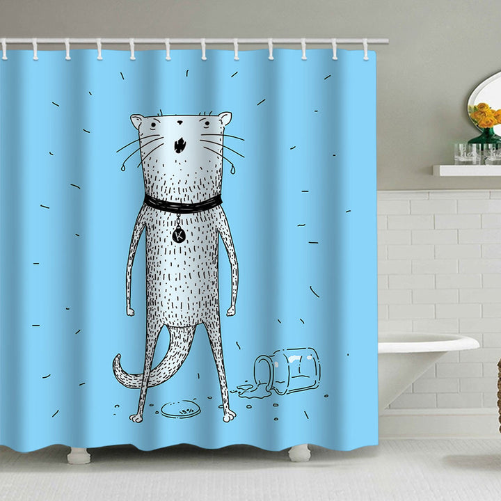 Artistic Dog Illustration Shower Curtain Stornfield
