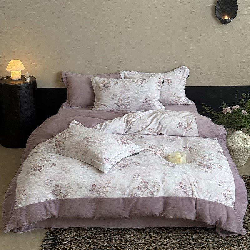 Watercolor Butterfly & Floral Brushed Microfiber Duvet Cover Set