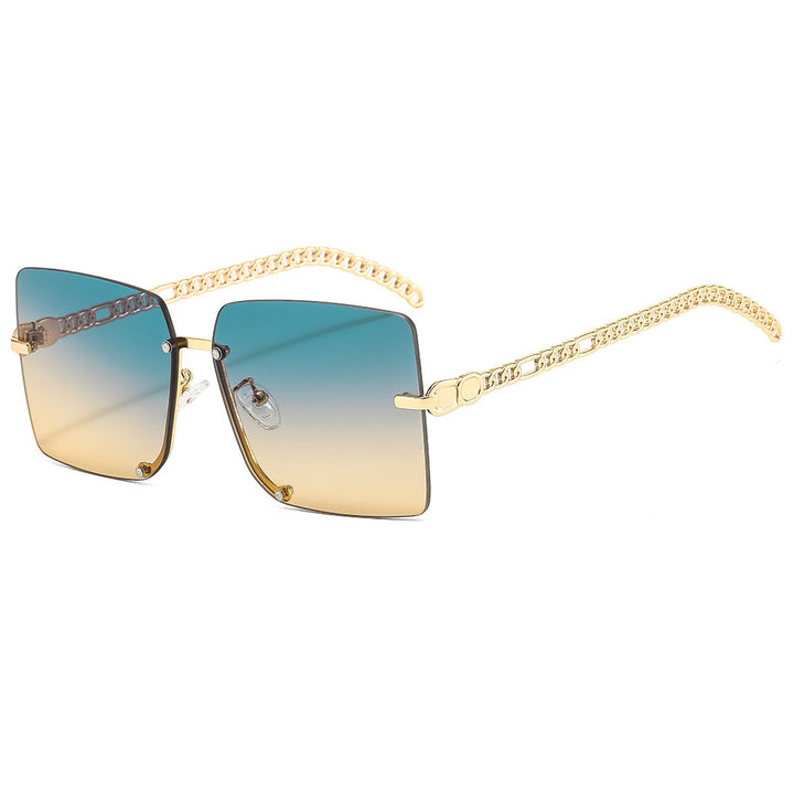 Women's fashionable sunglasses with luxurious chain arm and rectangular frame Stornfield